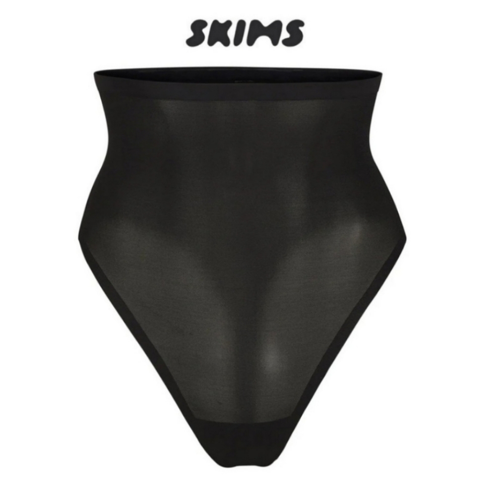 SKIMS Sheer Sculpt Onyx High-Waisted Thong XS